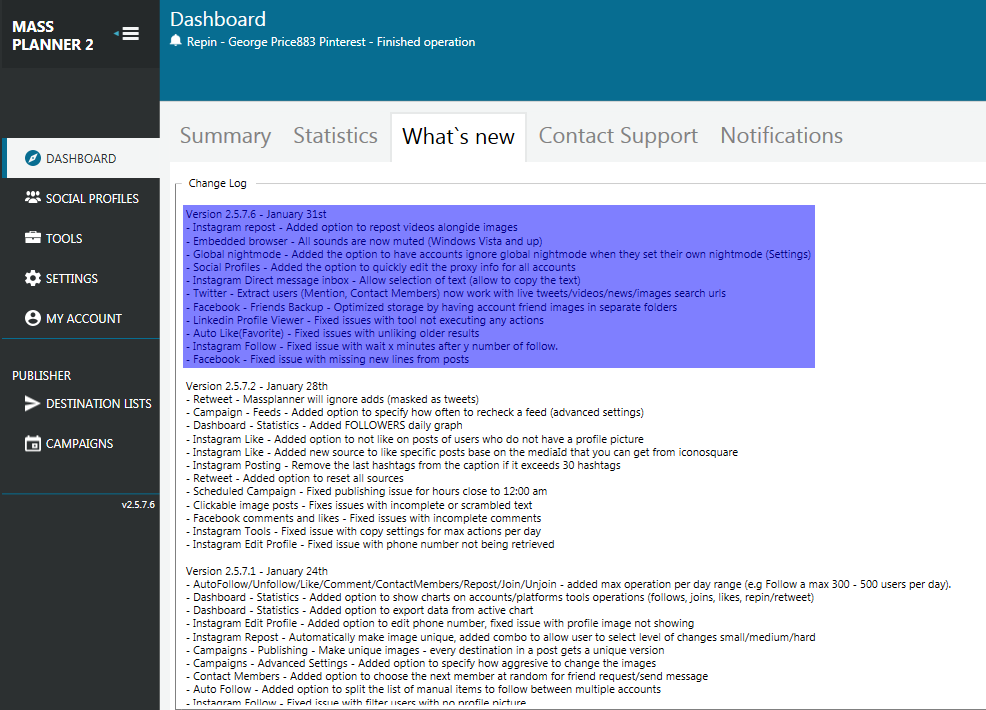 Mass Planner Update v2.5.7.6