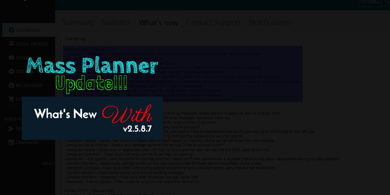 Mass Planner Update v2.5.8.7
