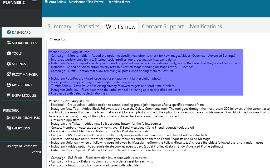 Mass Planner Update v2.7.2.8
